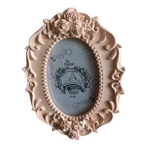 Victorian Style Pink Flower Portrait with Glass Frame